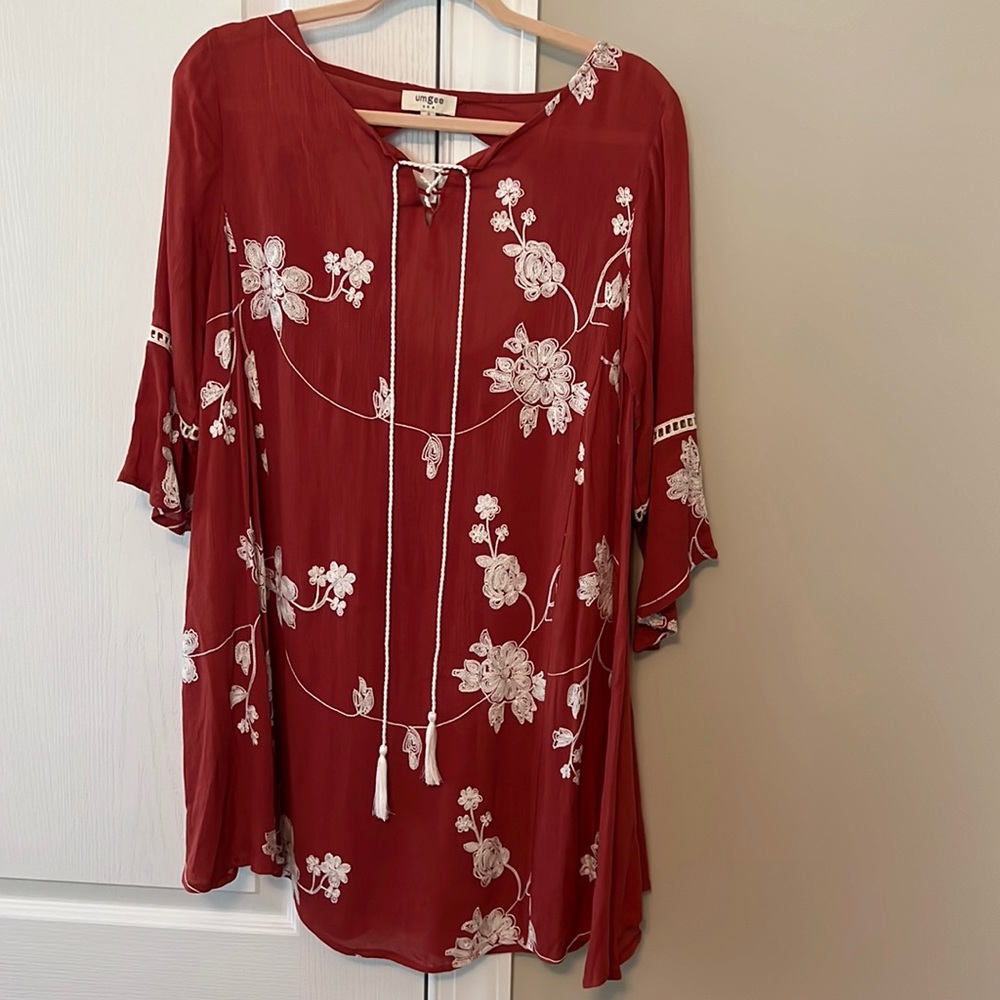 Burnt Orange/Red Boutique Dress | Size Small